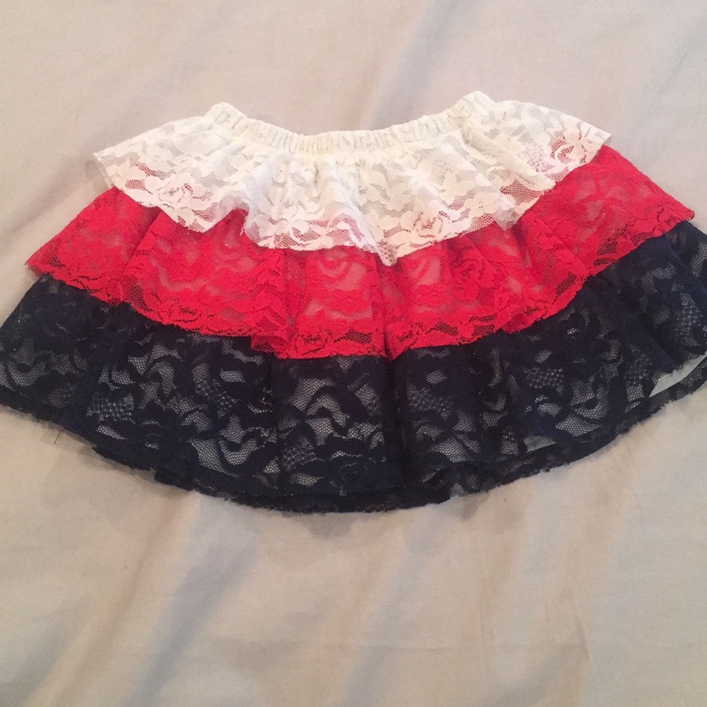 Red White & Blue lace skirt